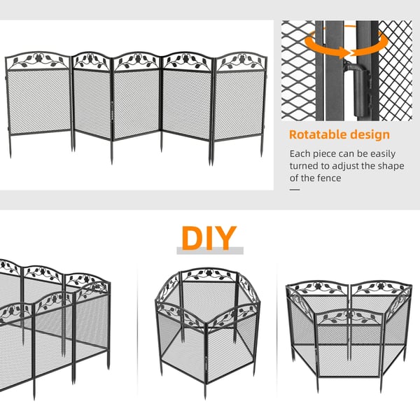 Trädgårdsstängsel, Hållbar Metalldesign, Lätt Montering,svart