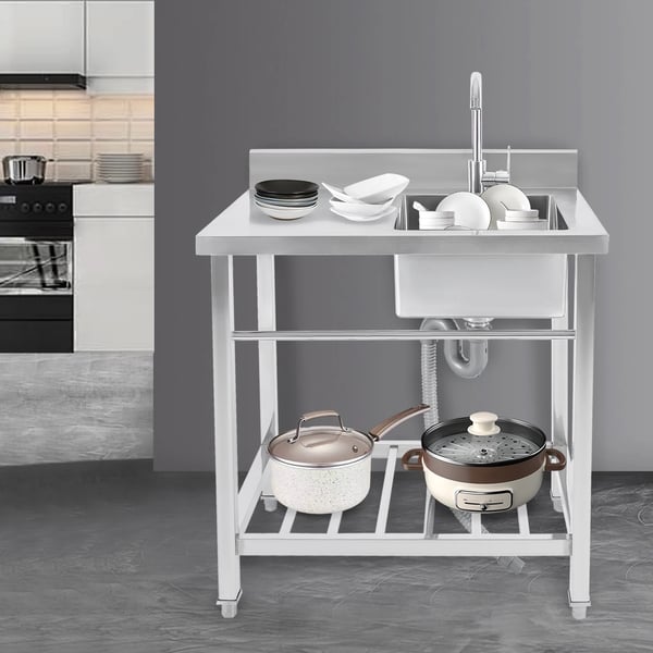 Vaskesink, Rustfrit Stål, Fritstående Design,Sølv