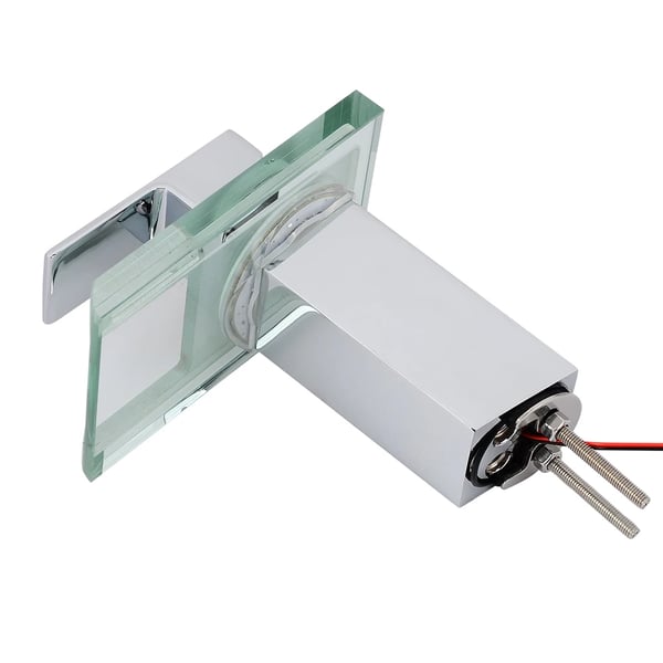 LED Temperaturfølsom Vandhane, Messing- og Glas Konstruktion, Batteridrevet, Keramisk Ventilkern, Dimensioner 75mm x 173mm