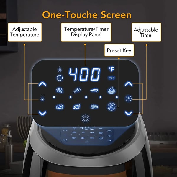 Air Fryer Ovn, 1800 Watt, 8L Kapacitet, 220-240V Spænding, Dimensioner 39x31x30 cm, Alsidige Madlavningsmuligheder