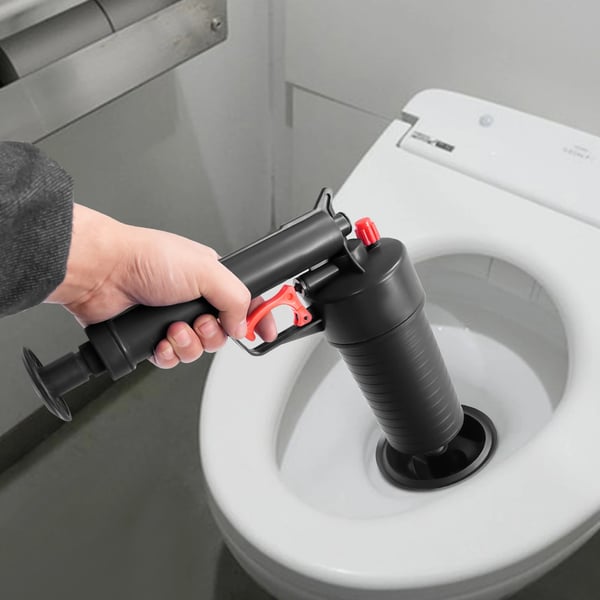 Toiletplunger, Pneumatisk Udløser, 4 Udskiftelige Sugekopper,sort