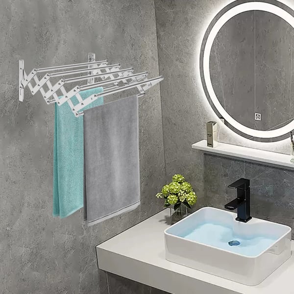 Tøj tørrestativ, vægmonteret, pladsbesparende design,7