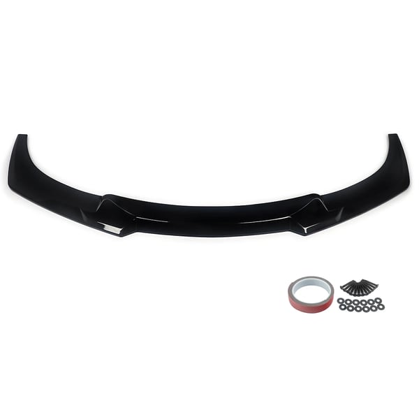 Front Bumper Lip, Holdbart ABS Plastik, Optimeret Pasform,Glansfuld Sort