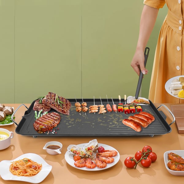 Elektrisk Grill, 1500W, 220V, Dimensioner: 68cm x 28cm x 7cm, Temperaturinterval: 0-250°C, Bærbart Design
