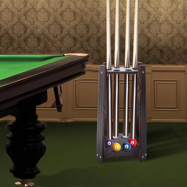 Pool Stick Stativ, 8-Huls Kapacitet, Dimensioner 30 x 30 x 60 cm, Paneltykkelse 15 mm, Plast Ring Diameter 35 mm, Retro Stil