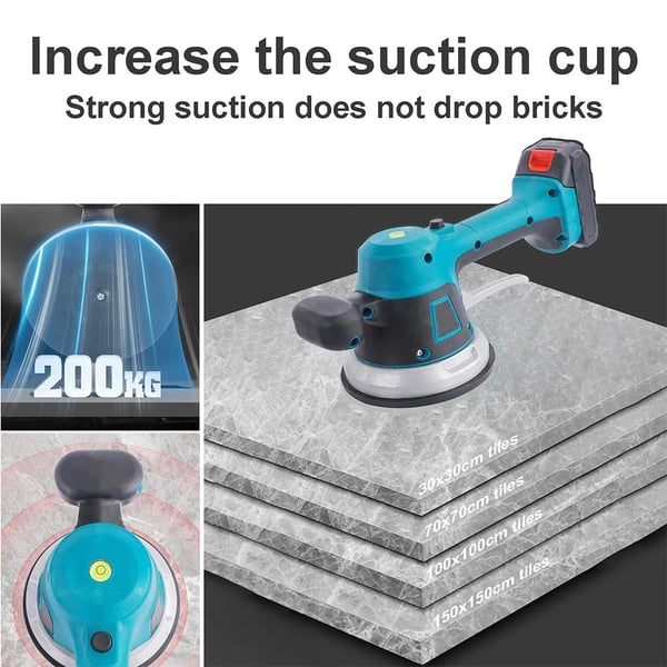 Flisepudser, 6-trins vibration, 380W effekt, 200 kg absorptionskapacitet, justerbare indstillinger, betjening med én hånd