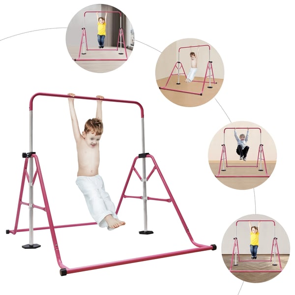 Gymnastikstang, Justerbar højde 115-155 cm, Sammenklappeligt design, Maksimal belastning 80 kg, Til alderen 3-8, Indendørs/udendørs brug