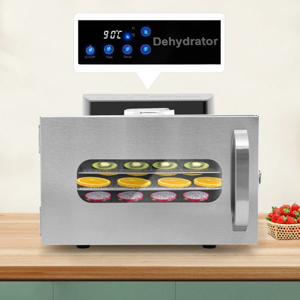 Maddehydrator, 6 lag, Justerbar temperaturkontrol,Sølv
