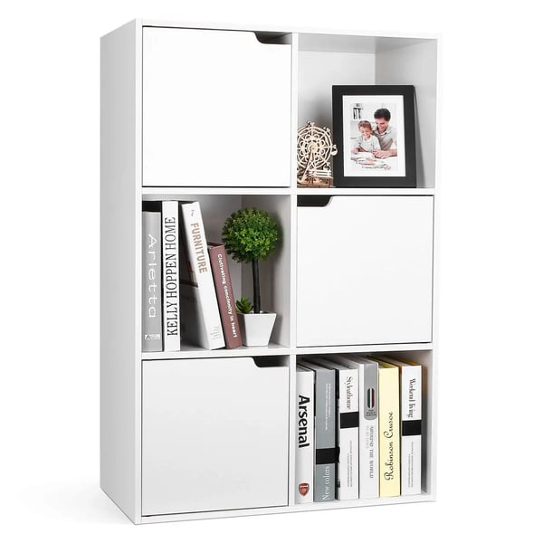 Bogreol, 3-dørs design, træ, 60x29x90 cm, moderne stil, 3 hylder