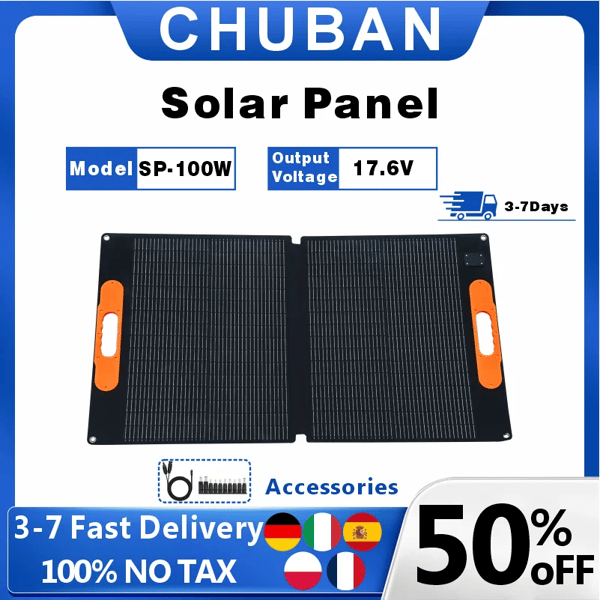Solpanel, Foldbart, Høj Effektivitet,100w solpanel
