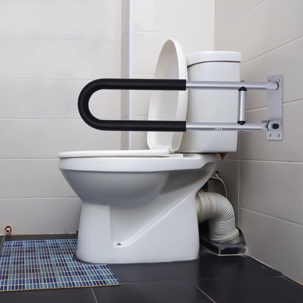 Toilet Greb Bar, 60 cm lang, Vægmonteret, Understøtter op til 120 kg, Aluminiumlegering Materiale, I-formet Struktur