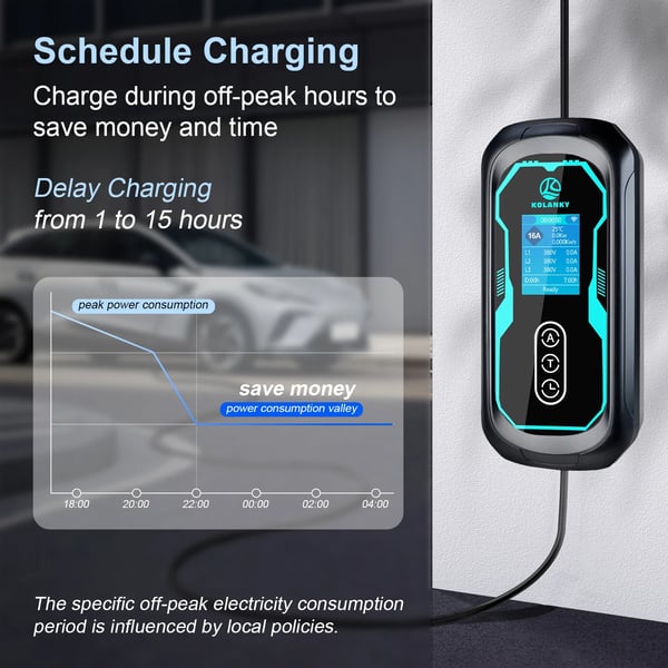 Mobil EV-lader Type 2, 11KW effektudgang, smart app kontrol,Type2 11KW