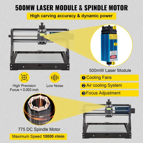 CNC Router Kit, 500mW Laser Modul, Højhastighedsmotorer,500mW