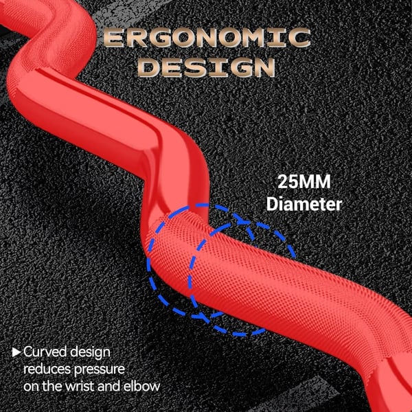 EZ Curl Bar, 500 lb kapacitet, ergonomisk skridsikker design,Rød