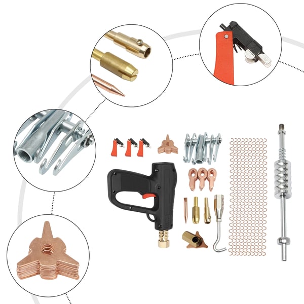 Dent Puller -sarja, kattava korjausratkaisu, kestäviä materiaaleja,musta