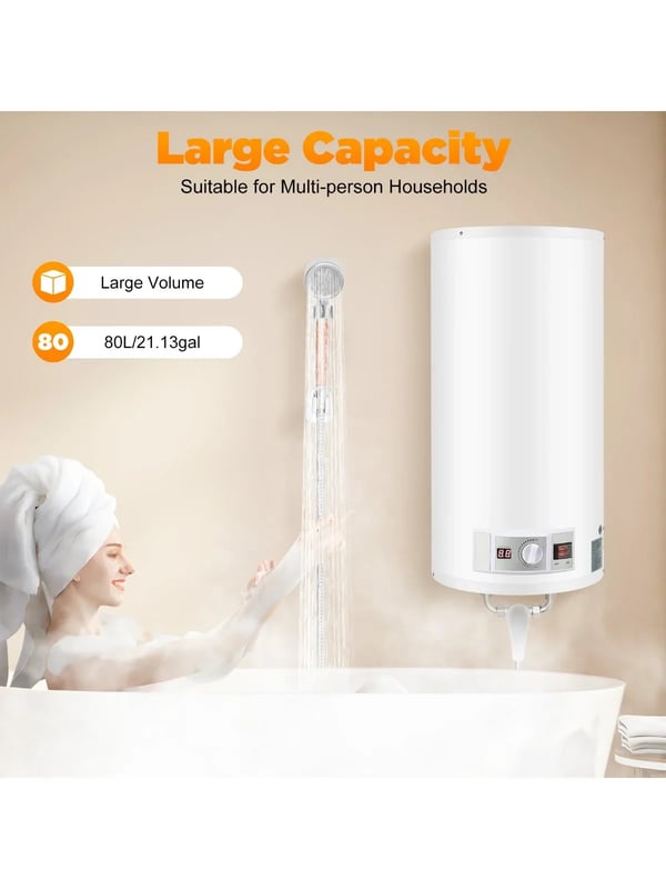 Elektrisk Vandvarmer, 50L Kapacitet, 2000 Watt Effekt, Temperaturinterval 25-75 ℃, Egnet til Flere Anvendelser, Holdbar Rustfrit Stål Konstruktion