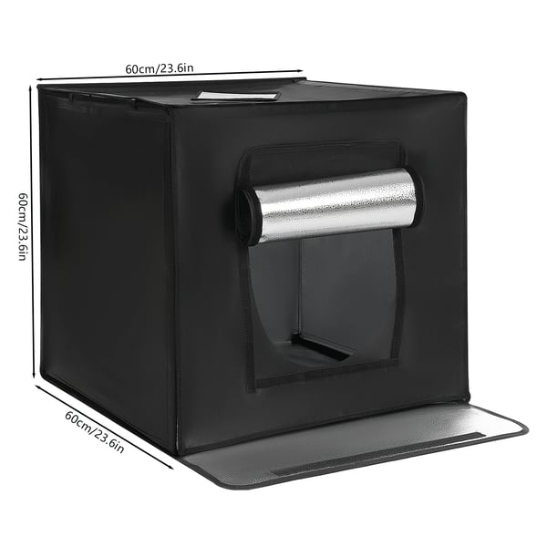 Foto Studio Telt Kasse, Justerbare LED Lygter, Bærbart Design,sort