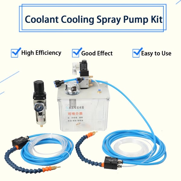 Smörjmedelsspray System, 3 Liters Kapacitet, Justerbar Luftvolym, IP65 Vattentålig, Kompatibel med Precisionmaskiner, Inkluderar Bränsletank och Munstycken