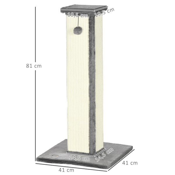 Krattepost, Holdbare Materialer, Interaktive Funktioner,41X41X81 cm, Grå