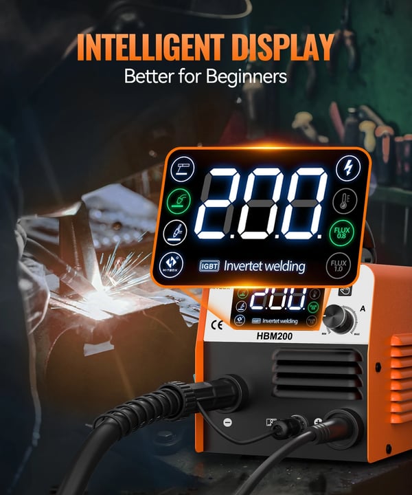 MIG-svejser, 3-i-1 funktionalitet, automatisk trådmatning,HBM200