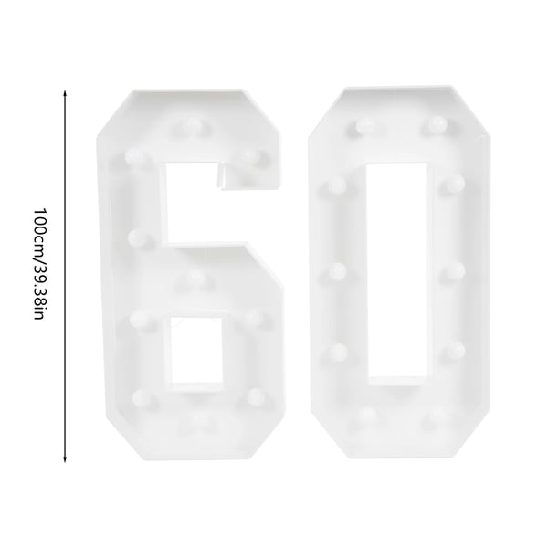 Digital ramme, 20 LED-pærer, batteridrevet, varm lysfarve, 2000-3000K temperatur, gulvstående