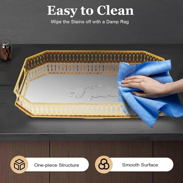 Dekorativ Bakke, Elegant Spejlfinish, Alsidig Opbevaringsløsning,Gul