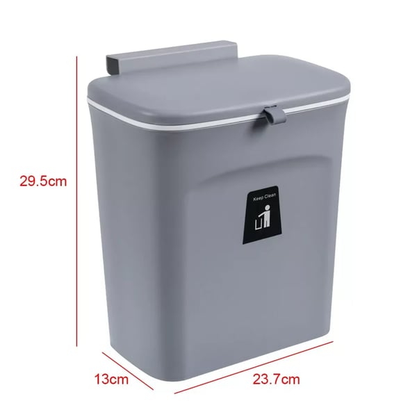 Affaldsbeholder, Vægmonteret/Fritstående, 9L Kapacitet,grå, 9L
