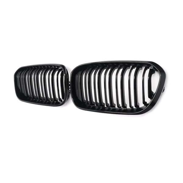 Frontbumpergrill, skinnende sort, dobbeltlinje design, holdbar ABS-plastik,Glansende Sort
