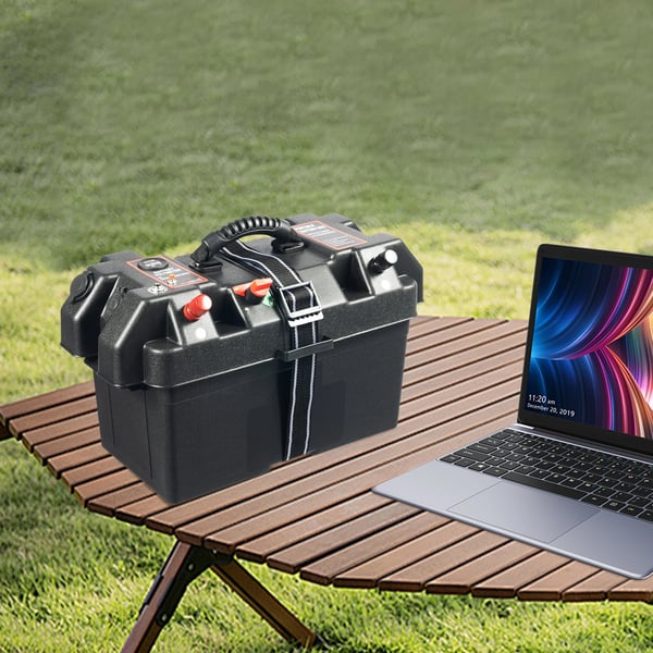 Batteriboks, Dobbelt USB-port, Realtidsmonitorering,sort