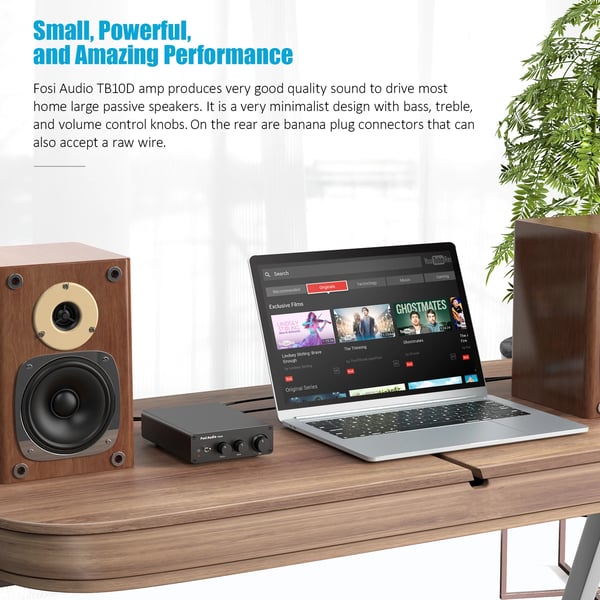 Fosi Audio TB10D HiFi-forstærker, 600W maksimal udgangseffekt, diskant- og baskontrol,TB10D med 48V