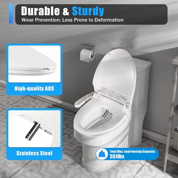 Bidet-wc-istuin, lämmitettävä istuin, säädettävä veden lämpötila,VALKOINEN