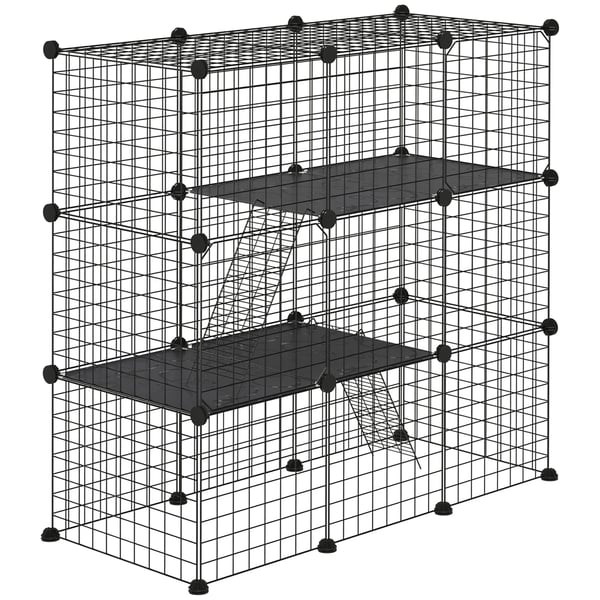 Dyrebur, Metal Konstruktion, Modulært Design,105X45X105 cm, Kvadrat, Sort