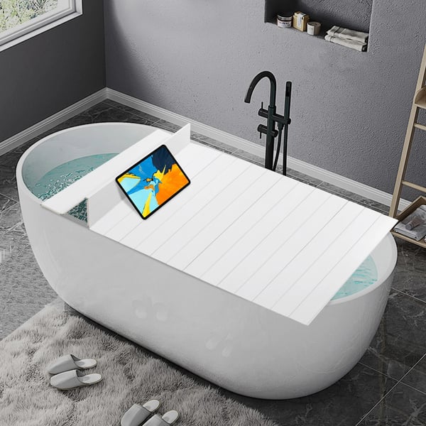 Foldbar Badekar Dæksel, PVC Materiale, 170x75 cm Dimensioner, Understøtter 5 kg Belastning, Temperaturbestandig op til 80 ℃, Nettovægt 4.2 kg