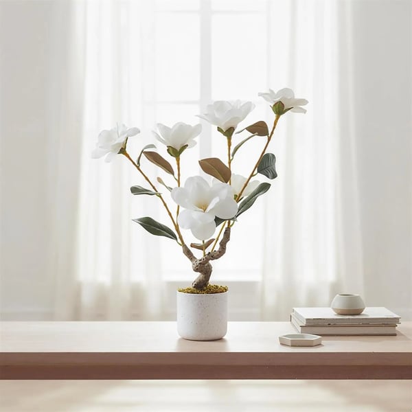 Kunstig Magnolia Træ, Realistiske Blomster, Lav Vedligeholdelse Design,Hvid, 180cm