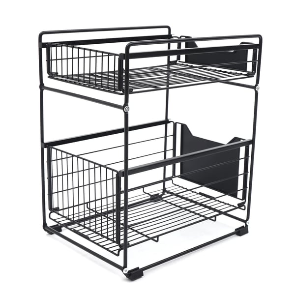 Under diskhylla, 2 nivåer, justerbar design,svart