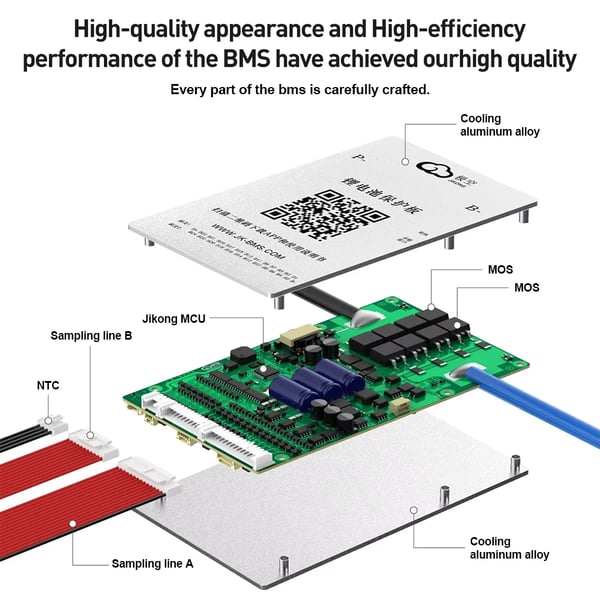Batteristyringssystem, BT/RS485, 8S-24S, Aktiv Balance 0,4A,JK-BD4A24S4P