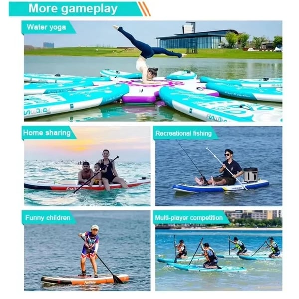 Stand-Up Oppustelig Paddleboard, PVC Materiale, 10'6" x 30" x 6" Dimensioner, Op til 350 lbs Vægtkapacitet, Egnet til Voksne, Skridsikker Overflade