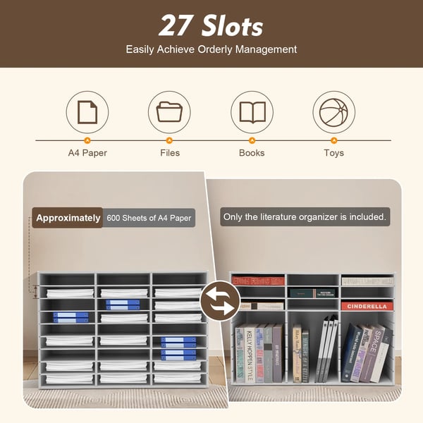 Desktop Litteraturorganisator, Stor Opbevaringskapacitet, Holdbar PVC-konstruktion,HVID