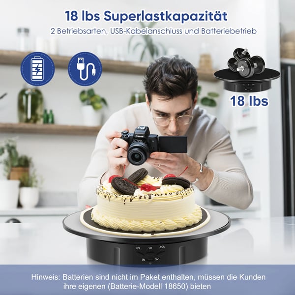 Roterende display drejeskive, justerbar hastighed, tilpasselige baggrunde,sort