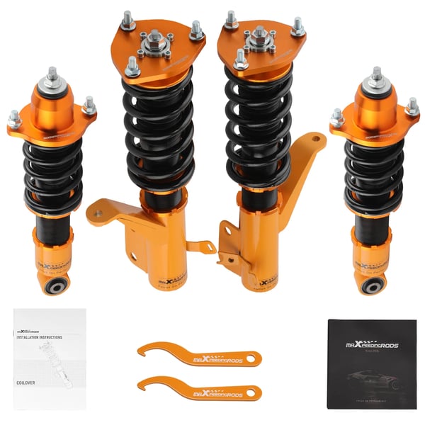 Coilover Stød, Justerbar Kørehøjde 1-3 Tommer, Twin-Tube System, Designet til Kompakte Biler, Støjdæmpning, Højstyrkestål