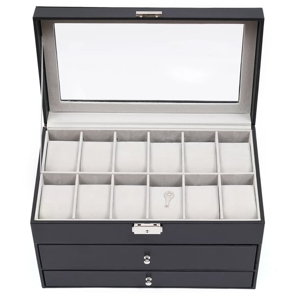 Ur Organizer, 3-Lags Opbevaring, Multi-Compartment Design,sort, 12 slots