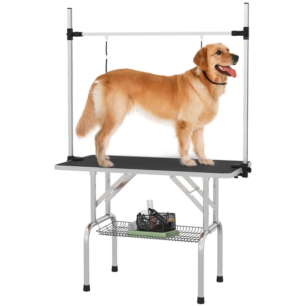Kæledyrsgroomingbord, Robust Design, Sammenklappelig og Pladsbesparende,Sort, 107x60x170 cm