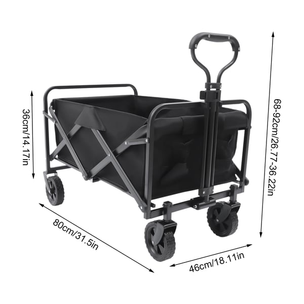 Heavy Duty Campingvogn, Høj Belastningskapacitet, Justerbart Håndtag, Sammenklappeligt Design