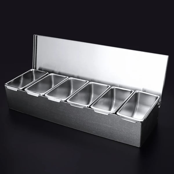 Krydddispenser, Rostfritt stål, 6-fack design,Silver