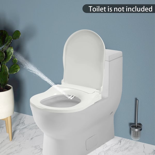 Bidet Toilet Seat, Dobbelt Dyse System, Passer til Forlængede Toiletter,HVID