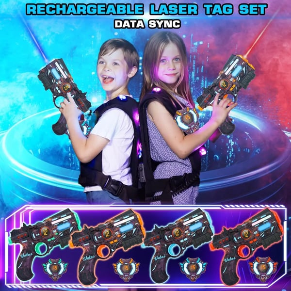 Laser Tag Sæt, Genopladelige Batterier, Stealth Tilstand,4 Pak en sæt