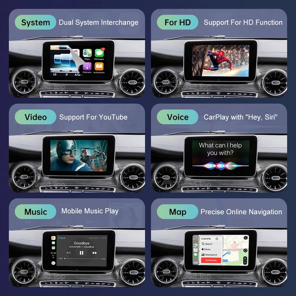 Trådløs CarPlay, Android Auto, AirPlay Support,NTG5.0 5.1 sort, Ingen