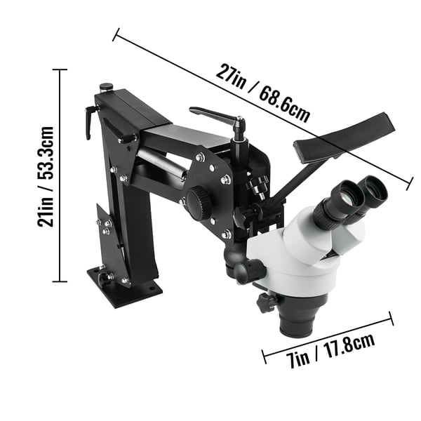Smyckesmikroskop, 0.7X-4.5X kontinuerlig zoom, 95-300 mm arbetsavstånd, 5.1-33 mm synfält, 0.5X objektivlins, ergonomisk design