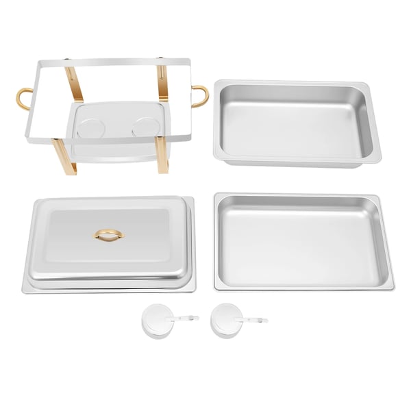 Chafing Dish, 9L kapacitet, rustfrit stål materiale, rektangulær form, samlet størrelse 63*35*32 cm, pladetykkelse 0,5 mm