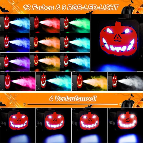 Tågemaskine, 500W, 220V, RGB-effekt, 5000-7000 CFM, Egnet til 9-16 m²
